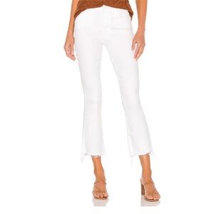 🌟MOTHER🌟 DENIM INSIDER CROP STEP FRAY JEANS GLASS SLIPPER WHITE SZ 25
